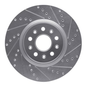 Cadillac CT5 Brake Rotor (1) - Front Right - R1 Concepts - Drilled & Slotted - Silver - `14-`25